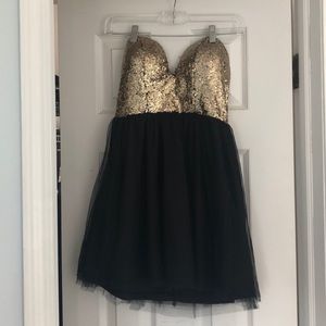 Black and gold homecoming dress